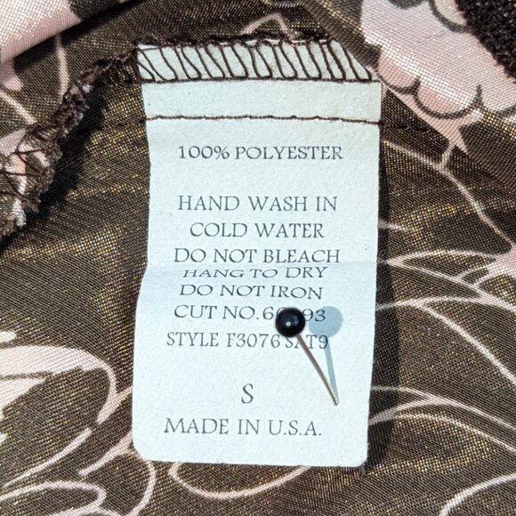 VTG 00s Y2K Forever 21 Pink & Brown Floral Satin A-Line Bias Cut Midi Skirt Sz S - Picture 6 of 6